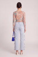 Patterned Boat Neck Top