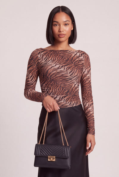 Patterned Boat Neck Top