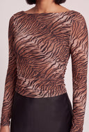 Patterned Boat Neck Top