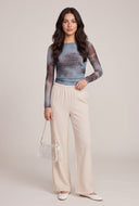 Patterned Boat Neck Top