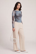 Patterned Boat Neck Top