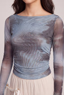 Patterned Boat Neck Top
