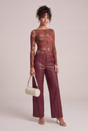 Patterned Boat Neck Top