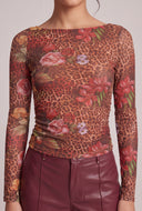 Patterned Boat Neck Top