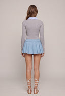 Contrast Long Sleeve Collared Top