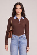 Contrast Long Sleeve Collared Top
