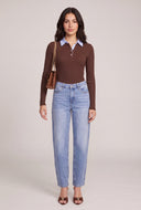 Contrast Long Sleeve Collared Top