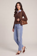 Contrast Long Sleeve Collared Top