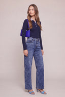 Contrast Long Sleeve Collared Top