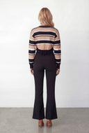 Clara Striped Frayed Crop Polo Sweater