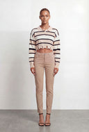 Clara Striped Frayed Crop Polo Sweater