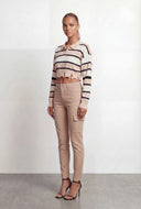 Clara Striped Frayed Crop Polo Sweater