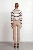Clara Striped Frayed Crop Polo Sweater