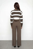 Clara Striped Frayed Crop Polo Sweater