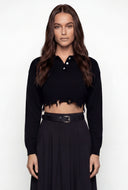 Frayed Edge High Low Crop Sweater