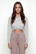 Frayed Edge High Low Crop Sweater