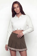 Frayed Edge High Low Crop Sweater