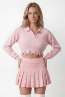 Frayed Edge High Low Crop Sweater