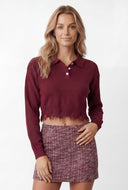 Frayed Edge High Low Crop Sweater