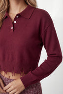Frayed Edge High Low Crop Sweater