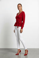Pearl Studded Peplum Sweater