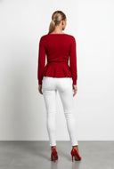 Pearl Studded Peplum Sweater