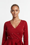 Pearl Studded Peplum Sweater