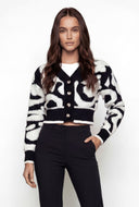 Chenille Swirl Pattern Button Front Cardigan