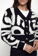 Chenille Swirl Pattern Button Front Cardigan