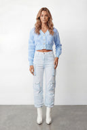 Chenille Swirl Pattern Button Front Cardigan