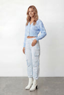 Chenille Swirl Pattern Button Front Cardigan