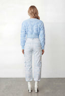 Chenille Swirl Pattern Button Front Cardigan