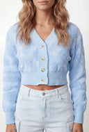 Chenille Swirl Pattern Button Front Cardigan