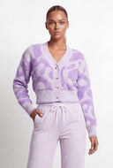 Chenille Swirl Pattern Button Front Cardigan