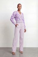 Chenille Swirl Pattern Button Front Cardigan