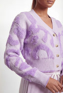 Chenille Swirl Pattern Button Front Cardigan
