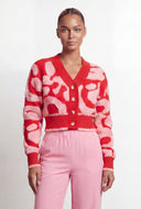 Chenille Swirl Pattern Button Front Cardigan