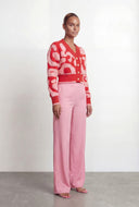 Chenille Swirl Pattern Button Front Cardigan