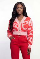Chenille Swirl Pattern Button Front Cardigan