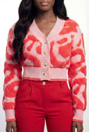 Chenille Swirl Pattern Button Front Cardigan