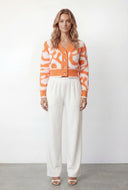 Chenille Swirl Pattern Button Front Cardigan