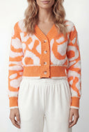 Chenille Swirl Pattern Button Front Cardigan
