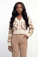 Chenille Swirl Pattern Button Front Cardigan