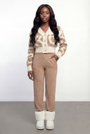 Chenille Swirl Pattern Button Front Cardigan