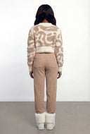 Chenille Swirl Pattern Button Front Cardigan