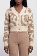 Chenille Swirl Pattern Button Front Cardigan
