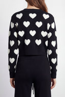 Marina Chenille Heart Crop Cardigan