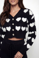 Marina Chenille Heart Crop Cardigan