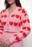 Marina Chenille Heart Crop Cardigan