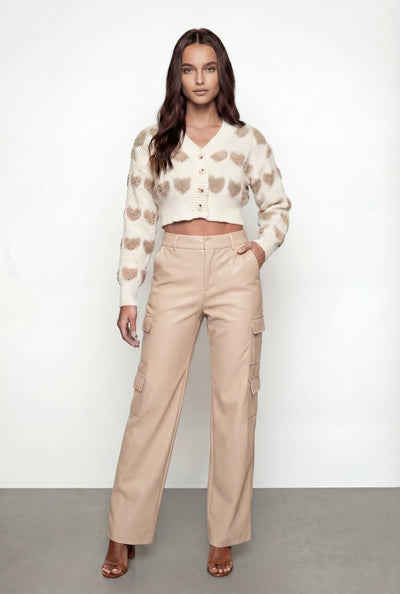 Marina Chenille Heart Crop Cardigan